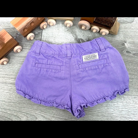 Polo Ralph Lauren 3T Purple Toddler Ruffle Hem Chino Shorts - Picture 2 of 4
